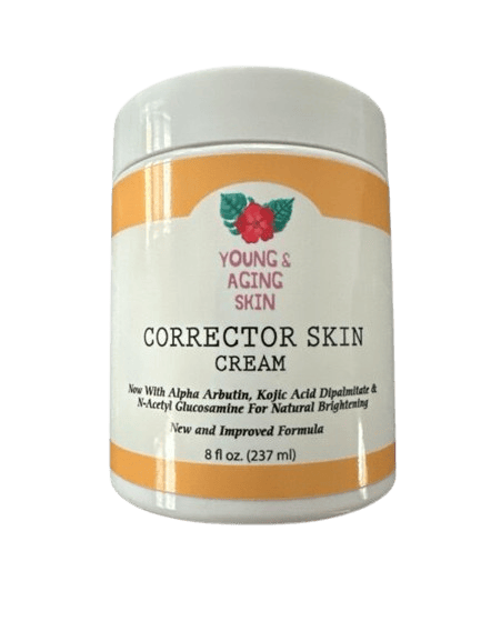 Corrector skin cream jar with floral logo