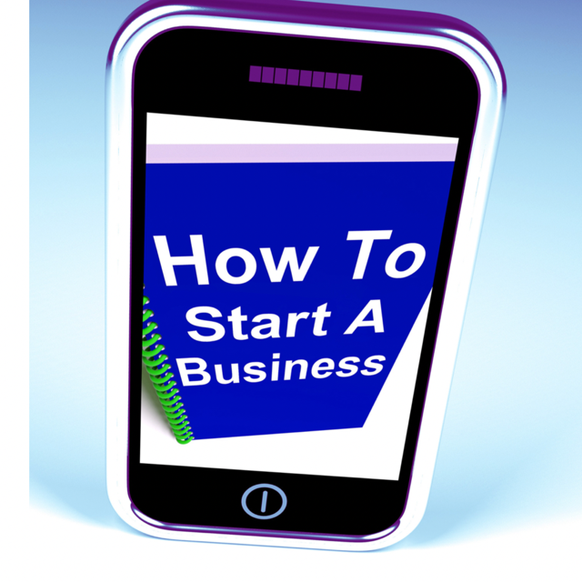 A cell phone with the words " how to start a business ".